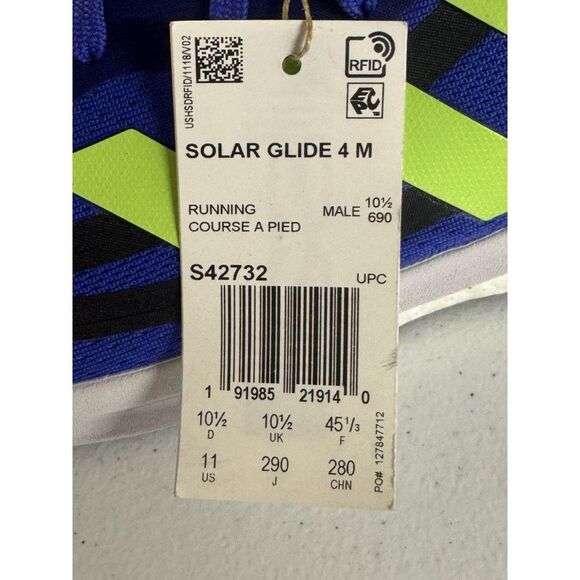 Adidas Solar Glide 4 Running Shoes Men Size 11 Blue Neon Green main image 4